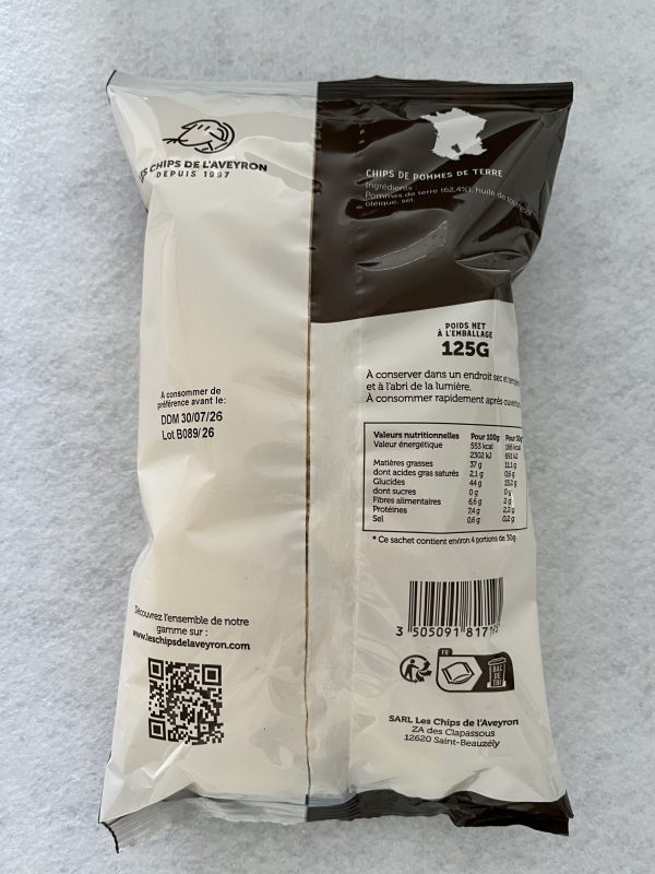 Chips Aveyron Nature 2 Chips artisanales Aveyronnaises – 125 g