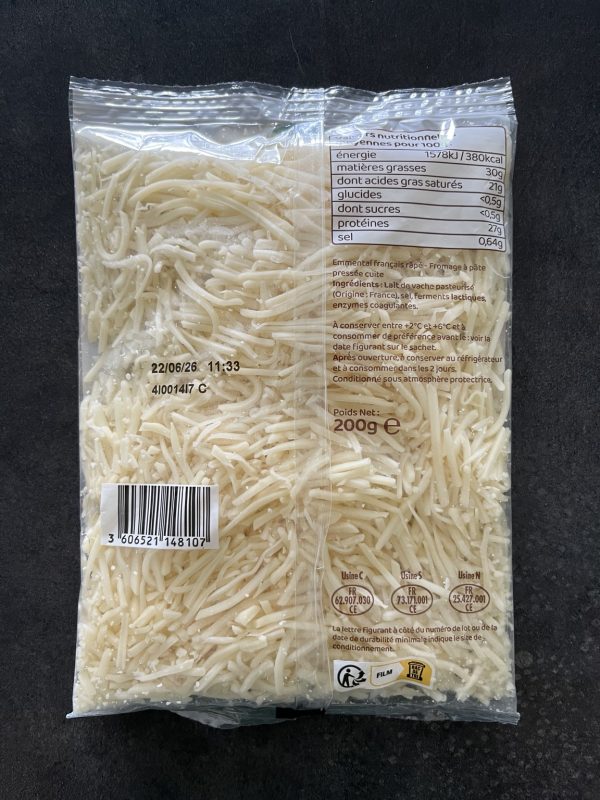 Fromage rapé 2 Emmental français râpé — 200 g